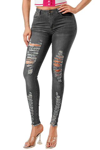 Stretch Ripped Denim Jeans