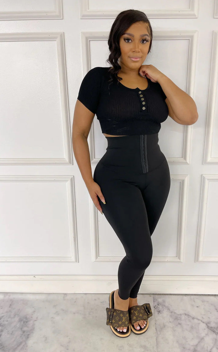 Corset Waist Leggings Black