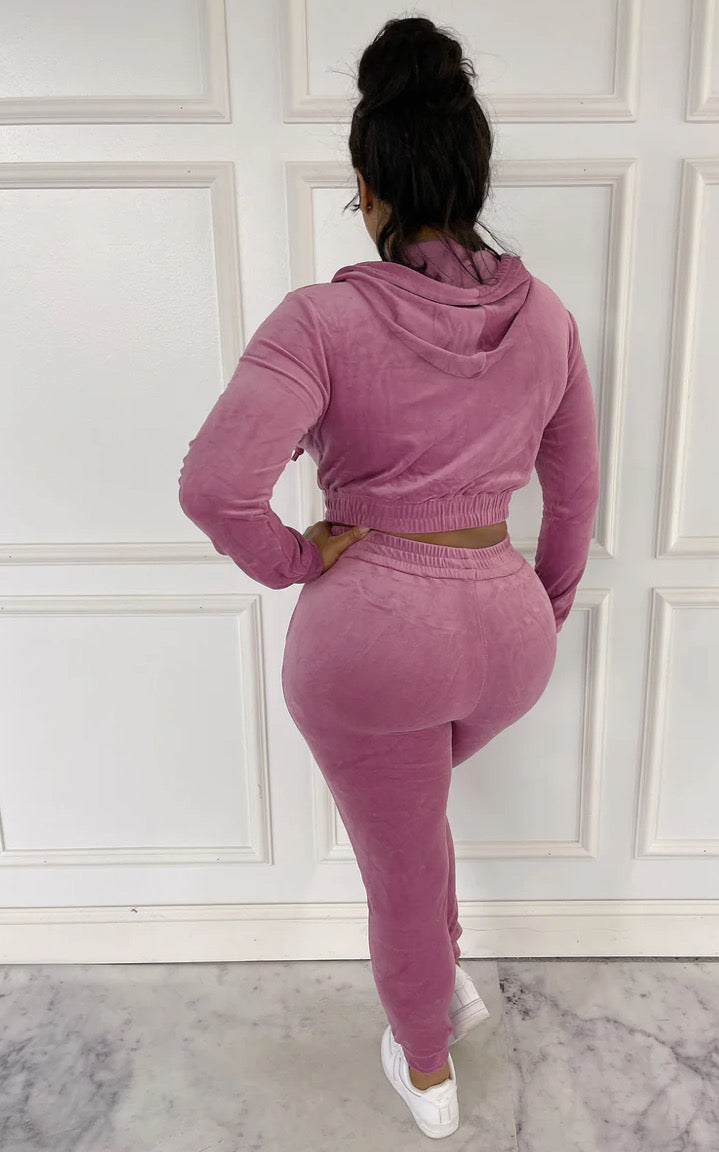 Velvet Jogging Set Rosa