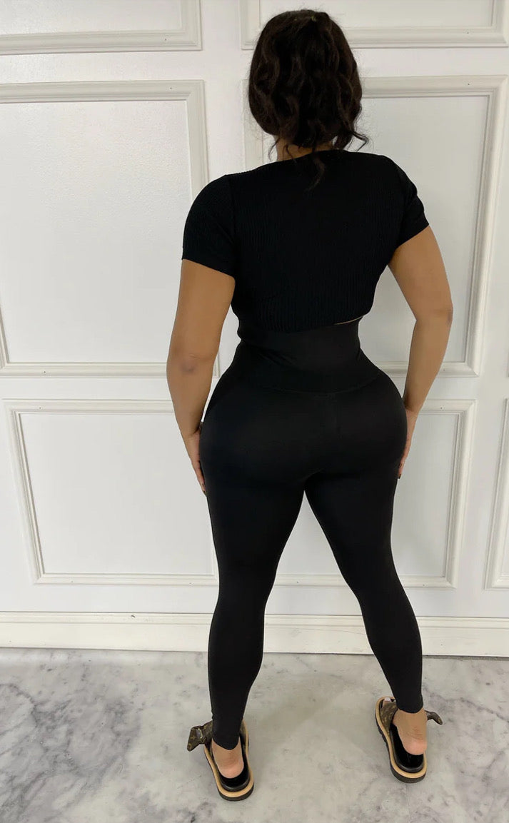 Corset Waist Leggings Black