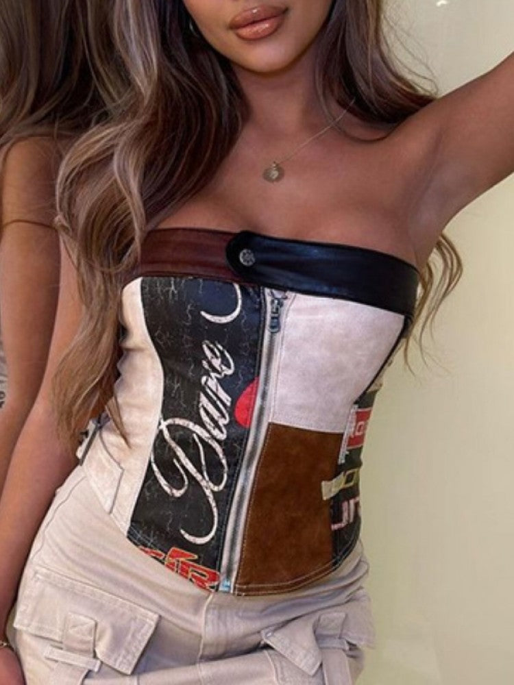 Printed Leather Corset