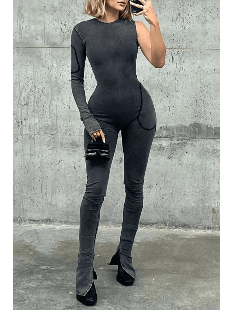 One Arm Gray Bodysuit/ Jumpsuit